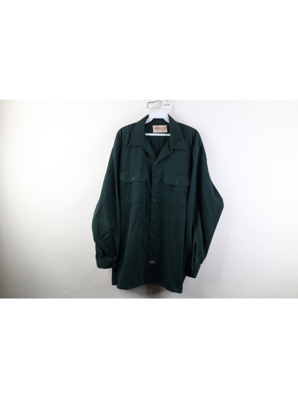Vintage 90s Dickies Mens 17 17.5 34/35 Workwear Mechanic Button Shirt Green USA